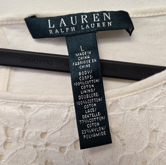 Lauren Ralph Lauren Lace Front Shift Dress Cream L - Picture 6 of 7